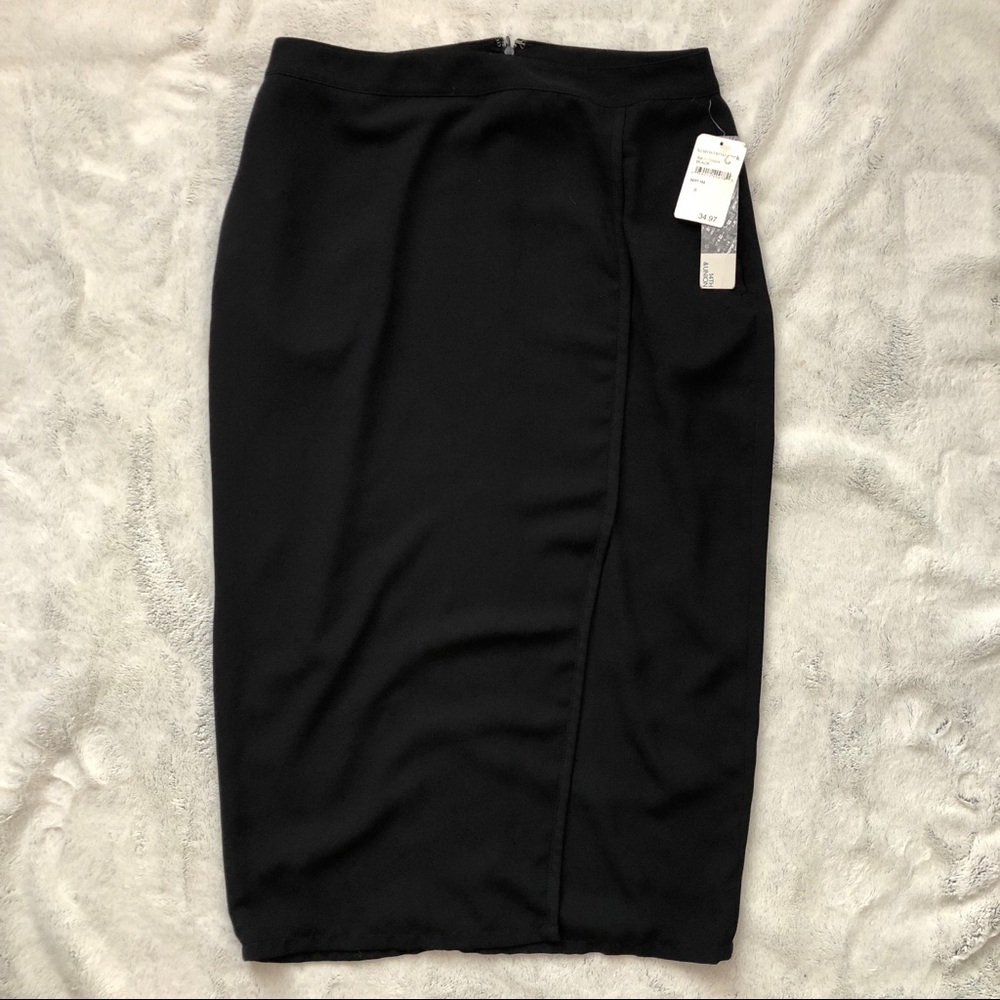 Black pencil skirt with wrap front size 8